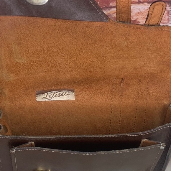 Vintage Letisse Walnut Brown Leather Courier Messenger Crossbody Bag - Picture 9 of 9